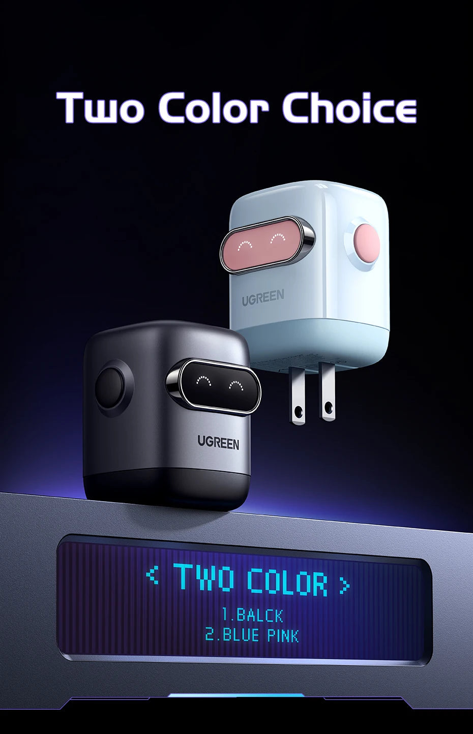 【US Plug】UGREEN 65W 30W GaN Charger Robot Design QC4.0 3.0 PPS for iPhone 17 16 15 Pro Macbook Laptops Tablet PD3.0 Fast Charg easy-shop-bay