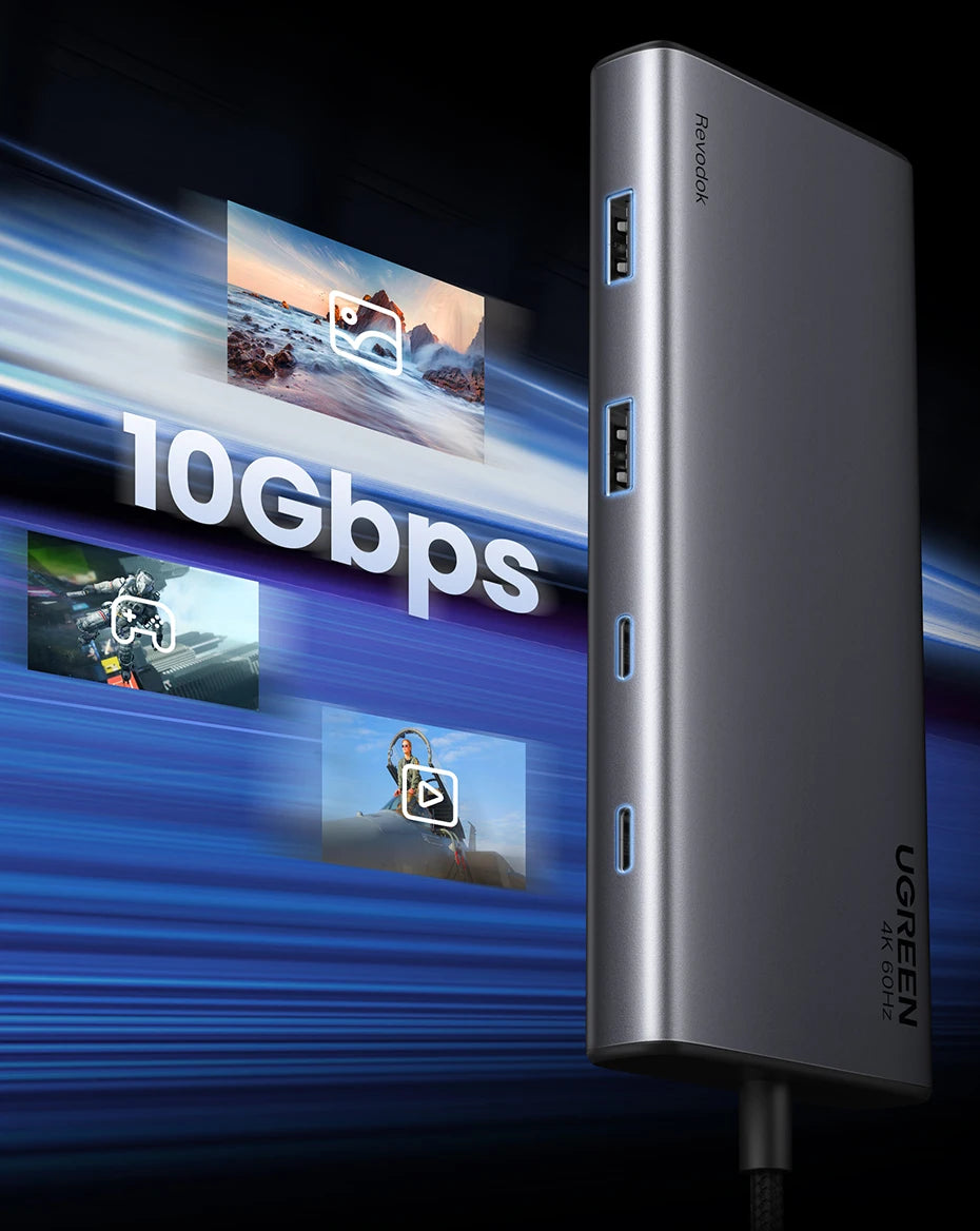 UGREEN Triple Display USB C HUB 10Gbps 4K HDMI Adapter 8-in-1 Splitter with HDMI DP USB3.2 PD 100W Dock for MacBook Pro Air PC easy-shop-bay