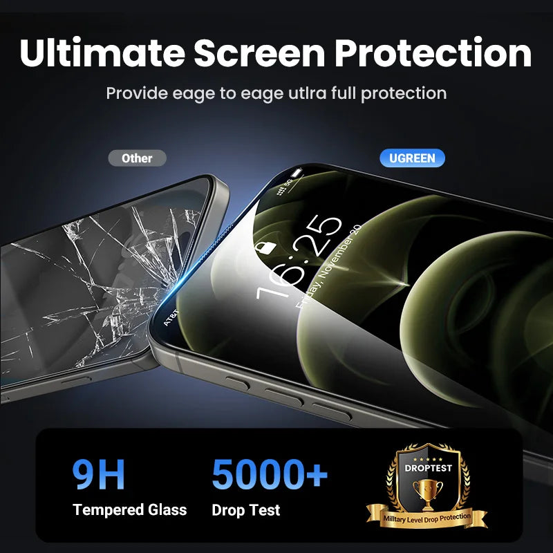 UGREEN Dust-free Screen Protector For iPhone 16 Pro Max Tempered Glass For iPhone 16 Pro Screen Protectors 15Pro Plus Film easy-shop-bay