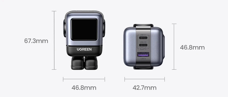【US Plug】UGREEN 65W 30W GaN Charger Robot Design PD3.0 Fast Charger QC4.0 3.0 PPS for iPhone 17 16 15 Pro Macbook Laptop Table easy-shop-bay
