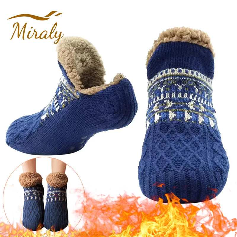 Super Warm Winter Non-slip Floor Socks Women Men Snow Socks Sleep Carpet Socks Slippers Socks Women Velvet Boot Unsiex Home Wear easy-shop-bay