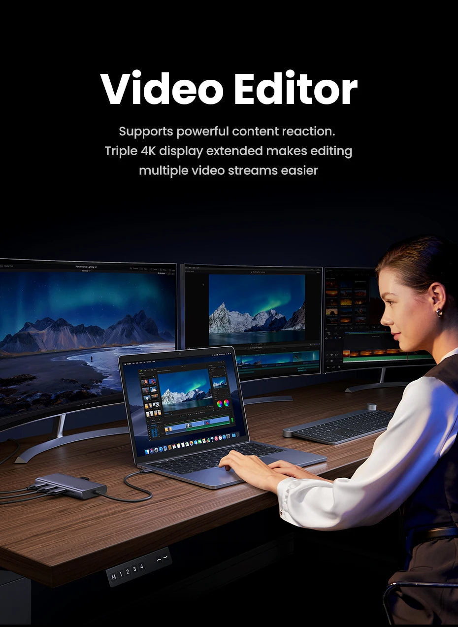 UGREEN Triple Display USB C HUB 10Gbps 4K HDMI Adapter 8-in-1 Splitter with HDMI DP USB3.2 PD 100W Dock for MacBook Pro Air PC easy-shop-bay