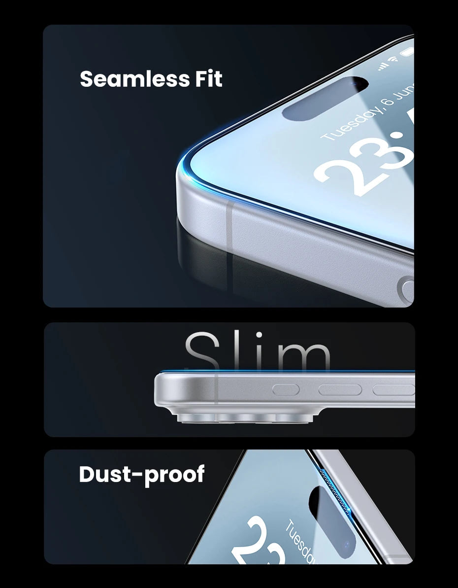 UGREEN Dust-free Screen Protector For iPhone 16 Pro Max Tempered Glass For iPhone 16 Pro Screen Protectors 15Pro Plus Film easy-shop-bay