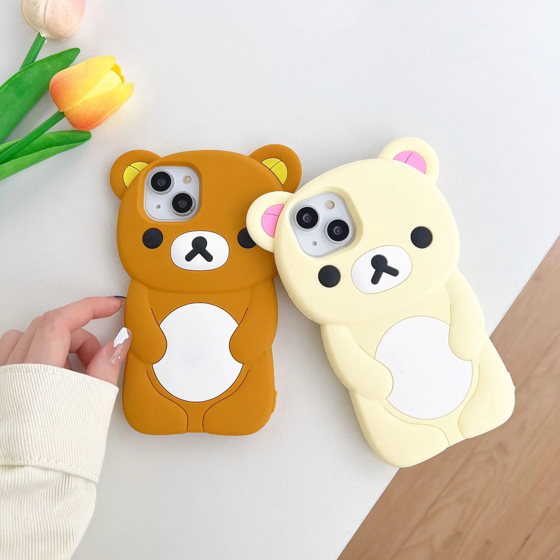 Rilakkuma Bear Silicone Soft Cover Case For iPhone 17 16 15 14 13 12 11 Pro Max mini Plus Xs XR 6 7 8 Plus easy-shop-bay