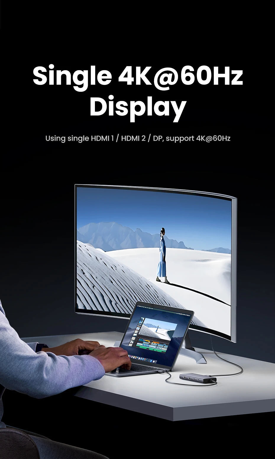 UGREEN Triple Display USB C HUB 10Gbps 4K HDMI Adapter 8-in-1 Splitter with HDMI DP USB3.2 PD 100W Dock for MacBook Pro Air PC easy-shop-bay