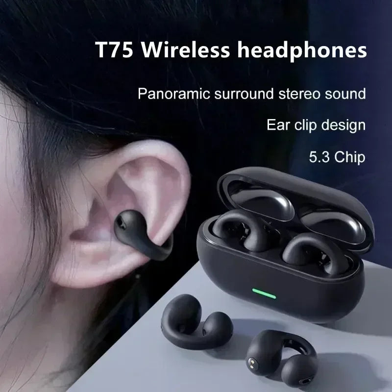 New Original T75 Bone Conduction Wireless Bluetooth 5.3 Headphones Sports Earphones HiFi Sound Quality Waterproof TWS Headset easy-shop-bay