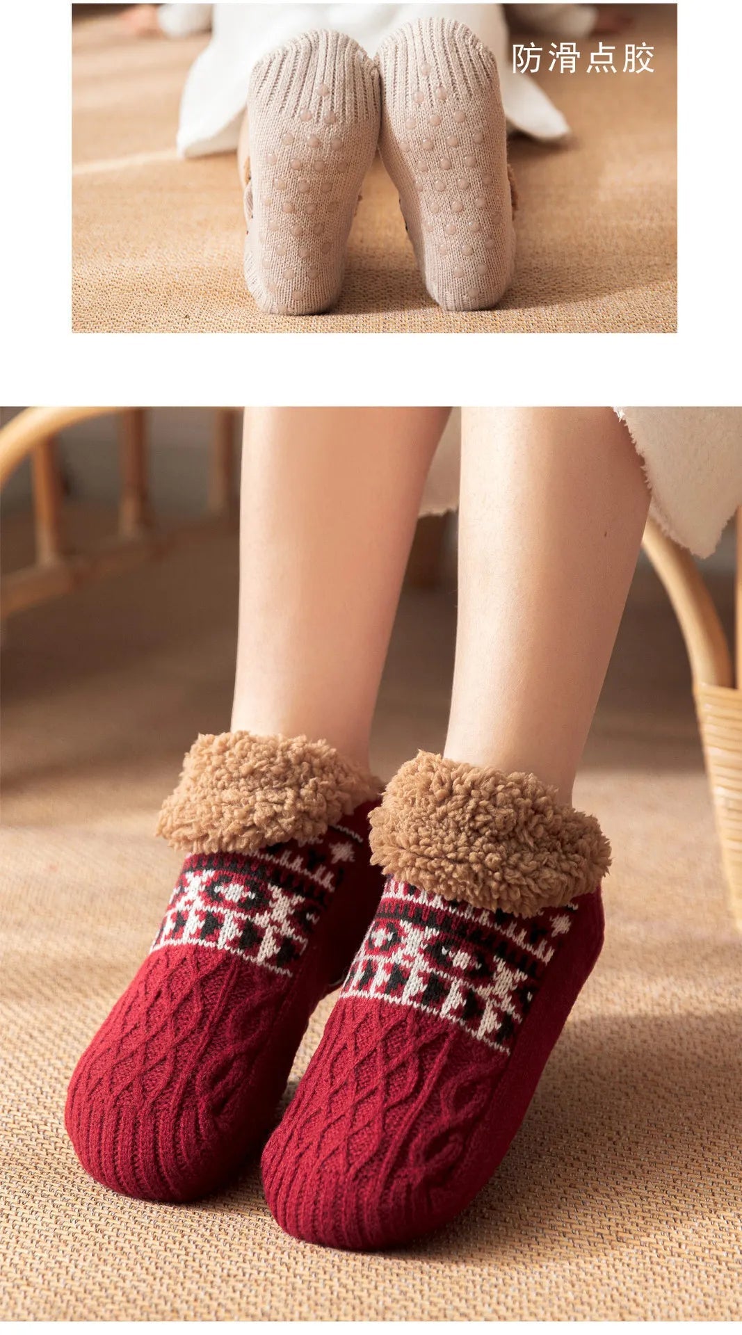Super Warm Winter Non-slip Floor Socks Women Men Snow Socks Sleep Carpet Socks Slippers Socks Women Velvet Boot Unsiex Home Wear easy-shop-bay
