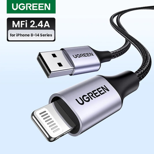 UGREEN MFi USB Cable for iPhone 14 13 12 Pro Max 2.4A Fast Charging Lightning Cable for iPad Mini Phone Data Cable easy-shop-bay