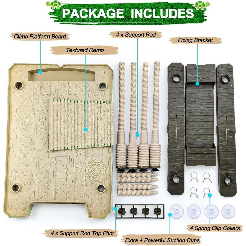 Large Turtle Floating Basking Platform with Feeding Area, Floating Docks for Turtle, Reptile Climbing Pier and Basking Platform for Tortoise, Frogs, Crabs and Salamanders