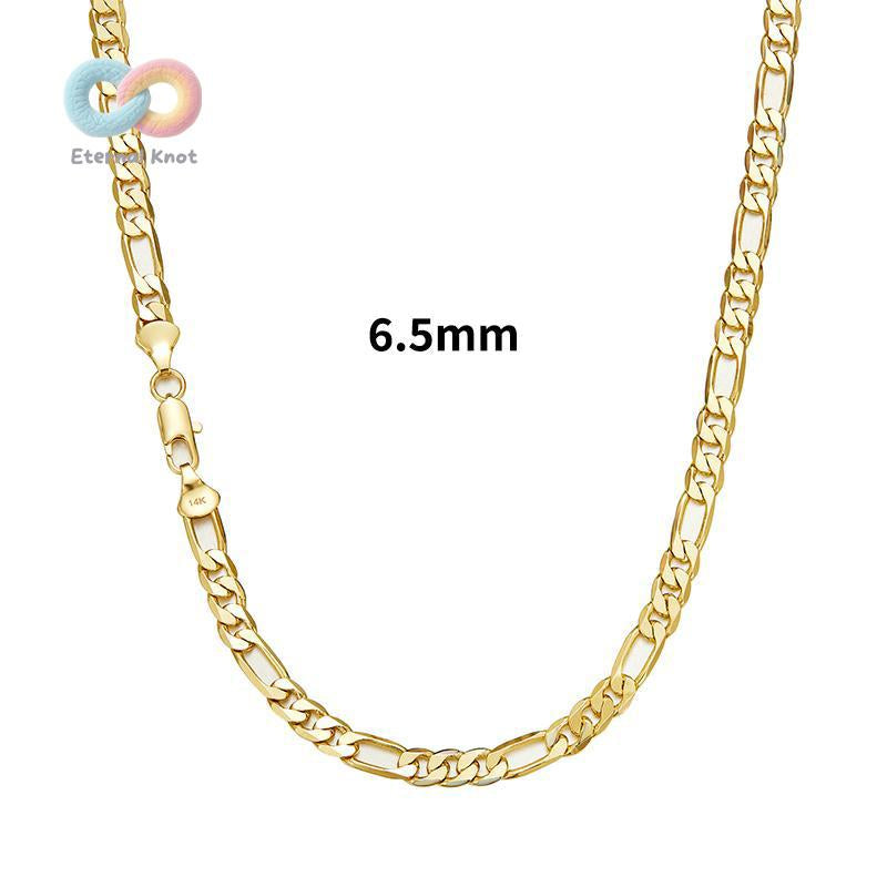 14K Real Gold-Plated Figaro Chain Necklace Tarnish-Free Nanotech Coating Italian Style Cuban Link 2Mm/10Mm Wide,24" for Women Men Hip Hop Streetwear Minimalist Layering Jewelry