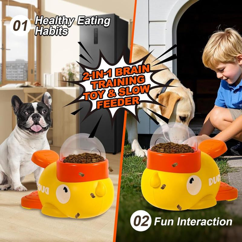 Dog Interactive Treat Dispenser Toy, Food Puzzleslow Feeder, 2-In-1 Durable Cute Duck Shapeddesign for Small Medium Dogs and Cats,Interactive Lq Training Reduces Bloating