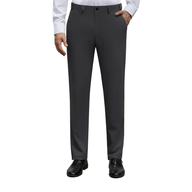 Alimens&Gentle Men’S Business Casual Stretch Dress Pants, No-Iron Flat-Front Dress Pants with Expandable Waist