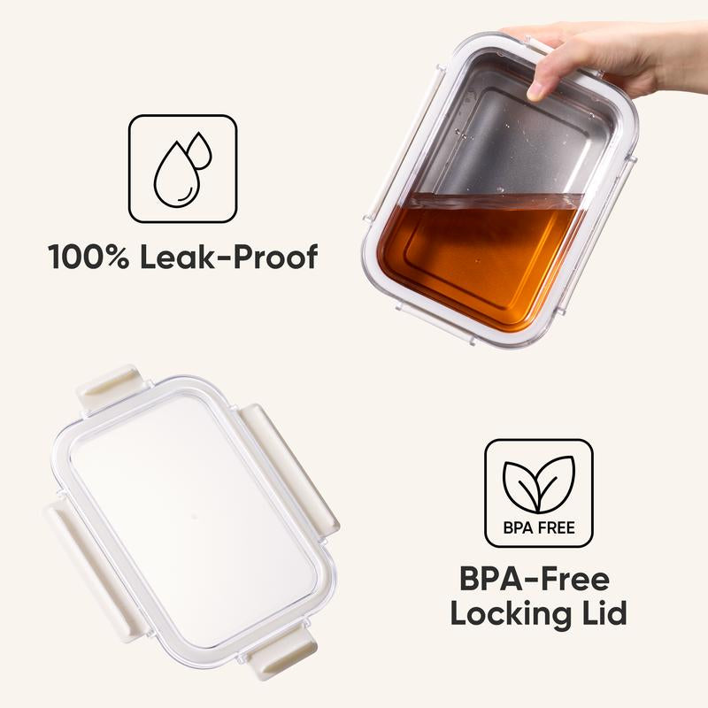 [Official] Carote 16PCS Food Storage Container Set, White & Pink, Leakproof, Microwave & Freezer Safe, Perfect for Meal Prep & Leftovers