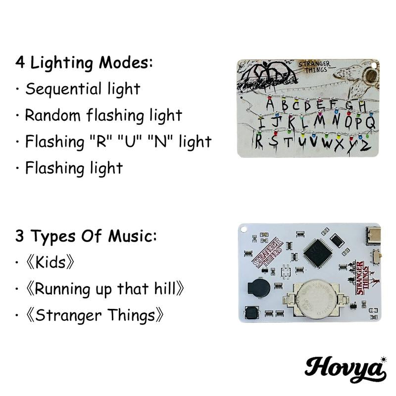 Handmade Stranger Things Card Keychain, LED Message Board, Best Christmas and Birthday Gifts