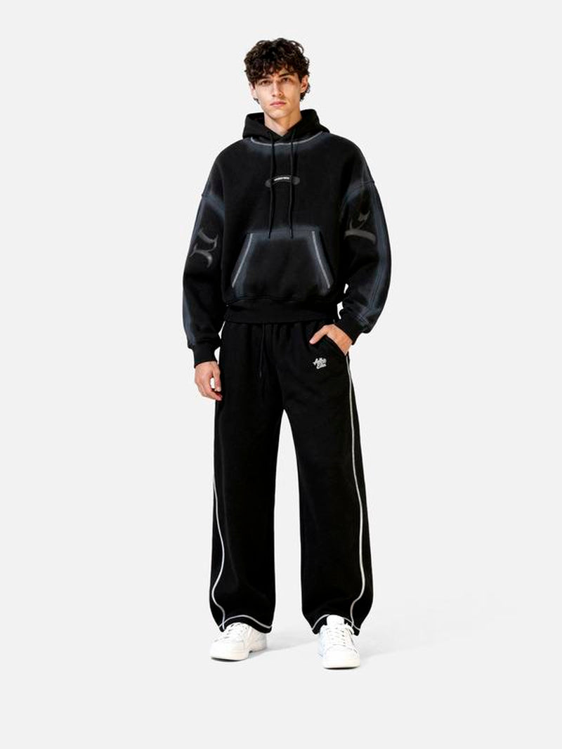 Aelfric Eden Souffle Cloud ICON Boxy Set Premium Unisex 2 Piece Oversized Batwing Sleeve Hoodie & Baggy Pants Leather Patch Y2K Heavyweight Streetwear