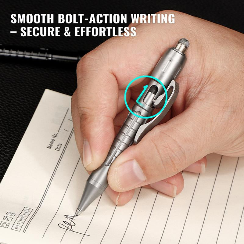 Tacray MP1 Multi-Functional Titanium Pen – Mini EDC Pocket Pen with Replaceable Bits, Box Cutter, Tungsten Tip, Screwdrivers, Pencil & Stylus for Everyday Carry