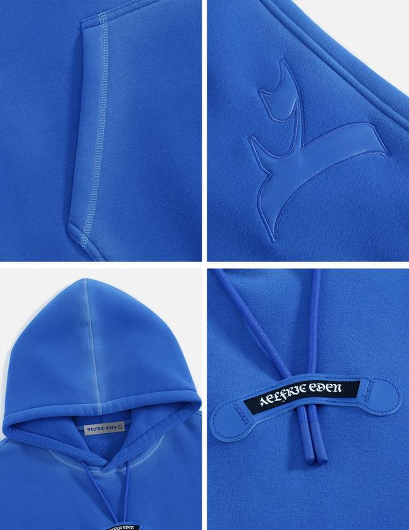 Aelfric Eden Souffle Cloud ICON Boxy Set Premium Unisex 2 Piece Oversized Batwing Sleeve Hoodie & Baggy Pants Leather Patch Y2K Heavyweight Streetwear