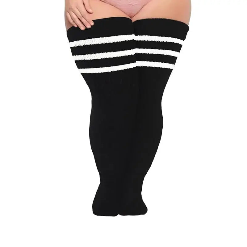 Plus Size Women's Extra Long Thigh High Socks for Curvy Thighs - Over the Knee Stockings and Leg Warmers