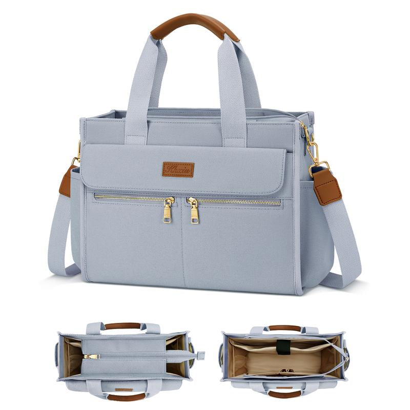 KKXIU Large Canvas Tote Bag Purse for Women with Zipper and Compartments for Work College Bible Lapatop Crossbody Handbag