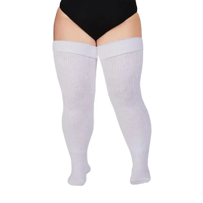 Plus Size Women's Extra Long Thigh High Socks for Curvy Thighs - Over the Knee Stockings and Leg Warmers