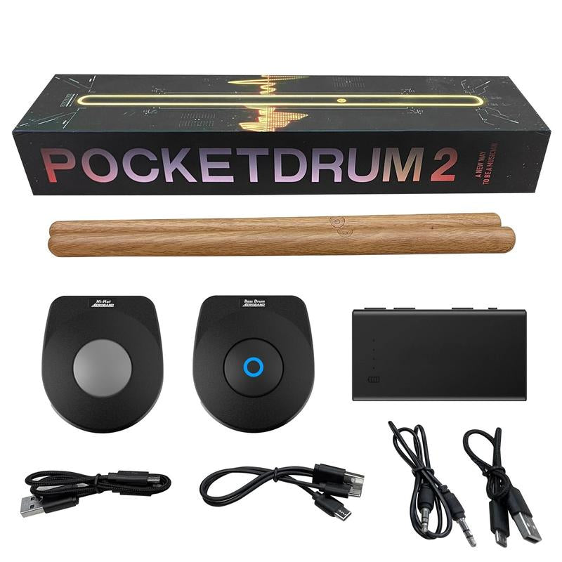 Aeroband-Pocketdrum 2 MAX Electronic Drum Set, Drum Sticks, Foot Pedals, Bluetooth Adapter, Play Drum Anywhere Anytime YOUYAN