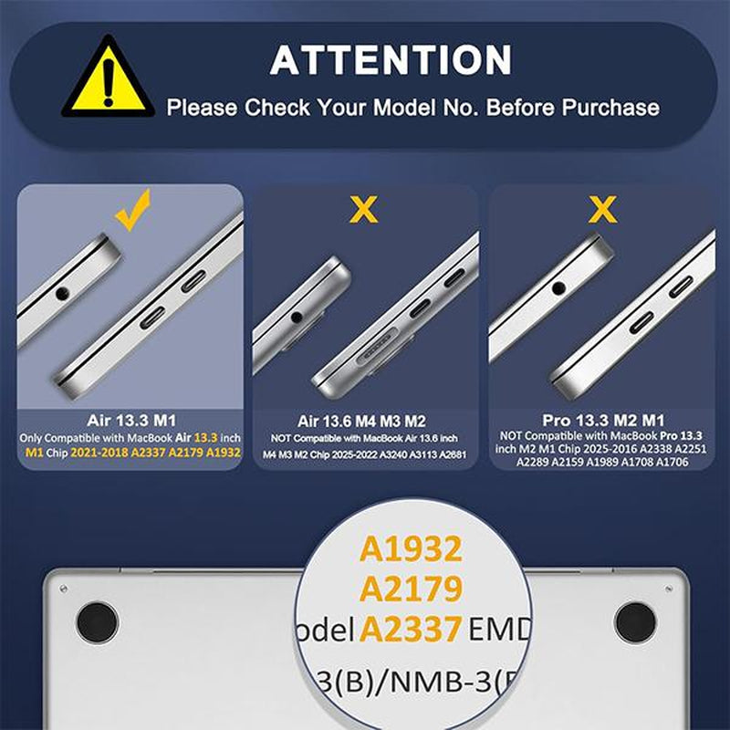 MOSISO Macbook Air 13" Case A2337 A2179 A1932 2021-2018 M1 Chip Hard Shell Cover Puffy Bag Keyboard Skin Screen Film Webcam Cover Shockproof Laptop Sleeve