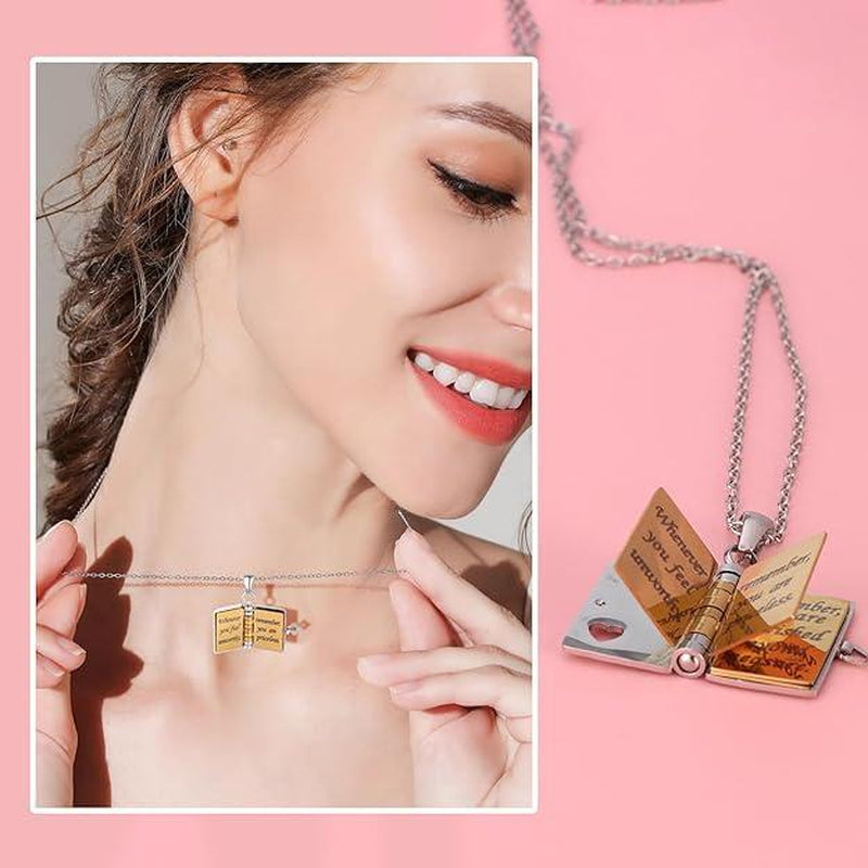 My Little Star Book Necklace,My Incredible Daughter Book Necklace for Daughter,Openable with 6 Pages of Engraved Information,Birthday Day Gift Graduation Jewelry of Love