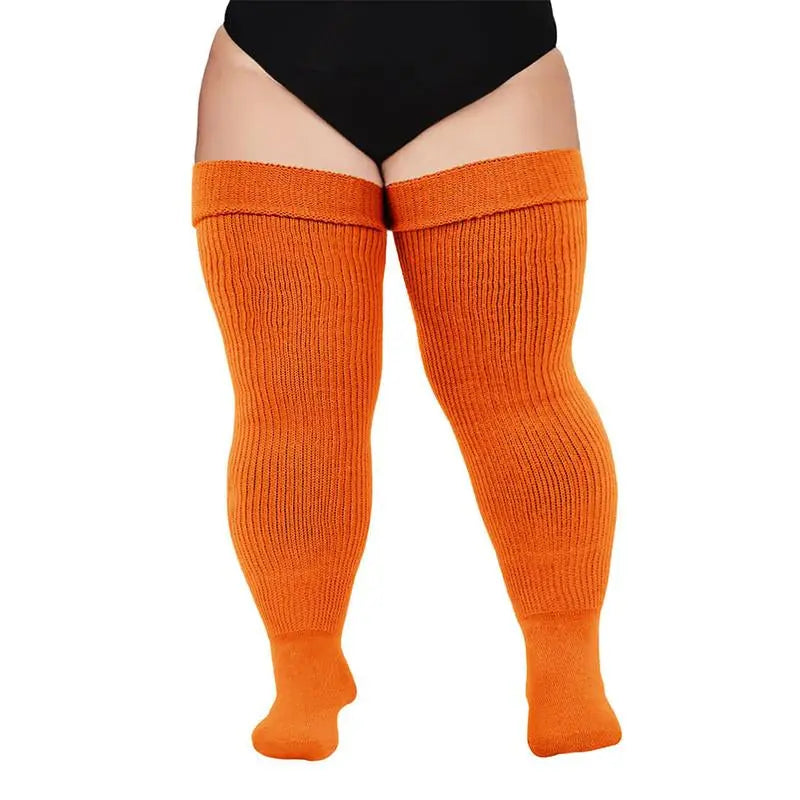 Plus Size Women's Extra Long Thigh High Socks for Curvy Thighs - Over the Knee Stockings and Leg Warmers