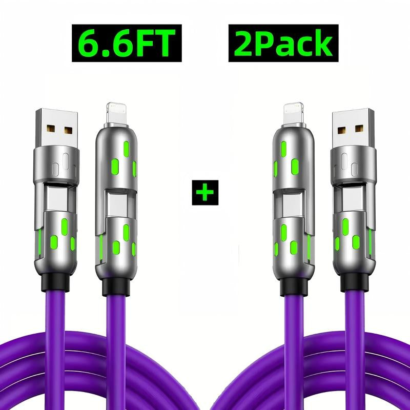 [Buy 1 Get 1 Free]-6.6Ft 4-In-1 USB-C Cable, PD Fast Charging, Data Sync, EXAVON USB-A, Type-C, Lightning, Aluminum, Compatible