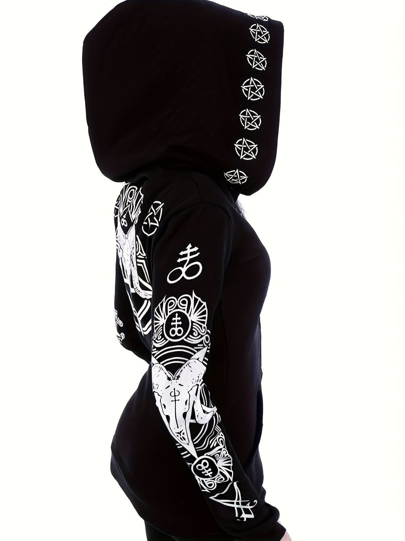 Women's Fashion Punk Style Geometric Print Zipper Sweatshirt easy-shop-bay