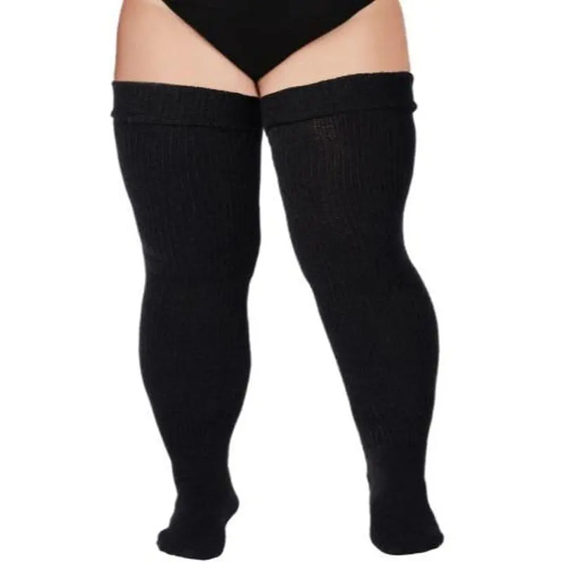 Plus Size Women's Extra Long Thigh High Socks for Curvy Thighs - Over the Knee Stockings and Leg Warmers