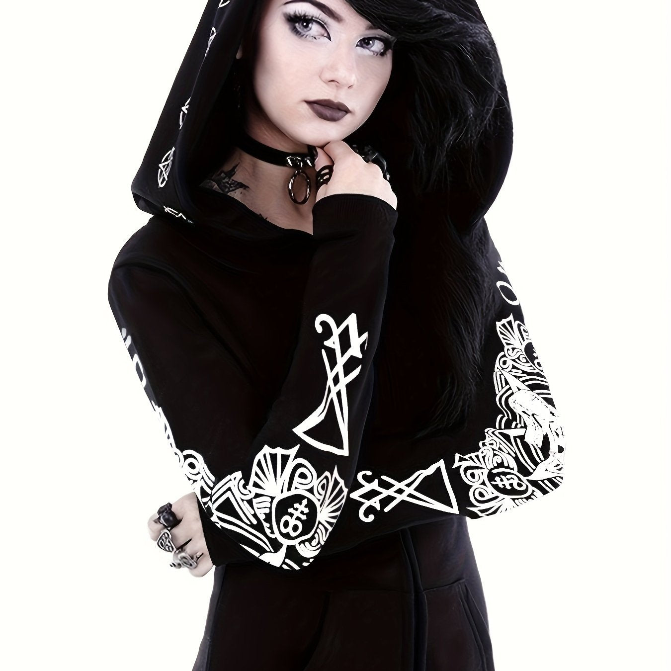 Women's Fashion Punk Style Geometric Print Zipper Sweatshirt easy-shop-bay