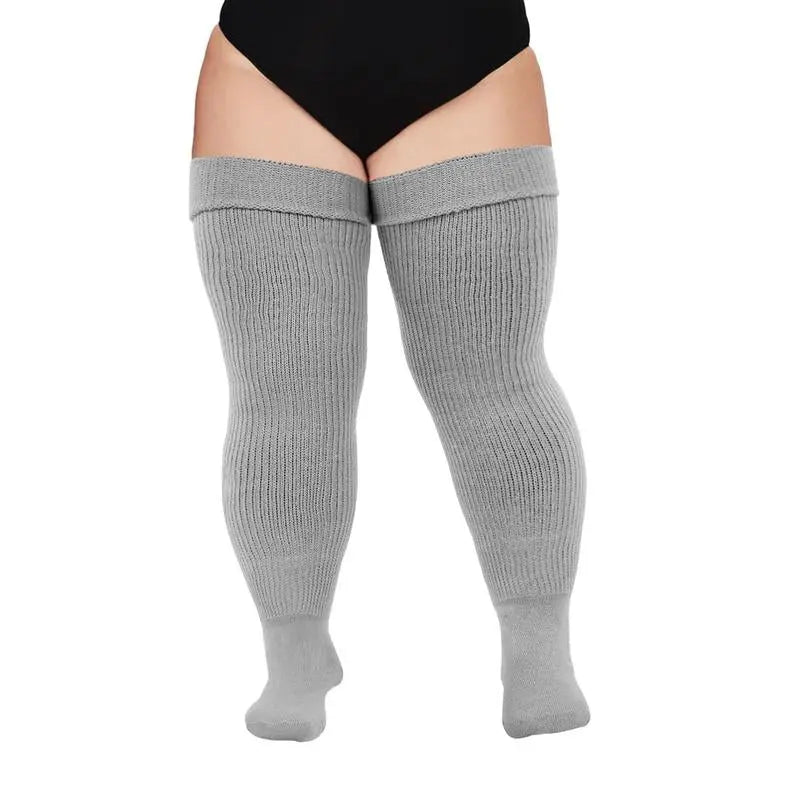 Plus Size Women's Extra Long Thigh High Socks for Curvy Thighs - Over the Knee Stockings and Leg Warmers