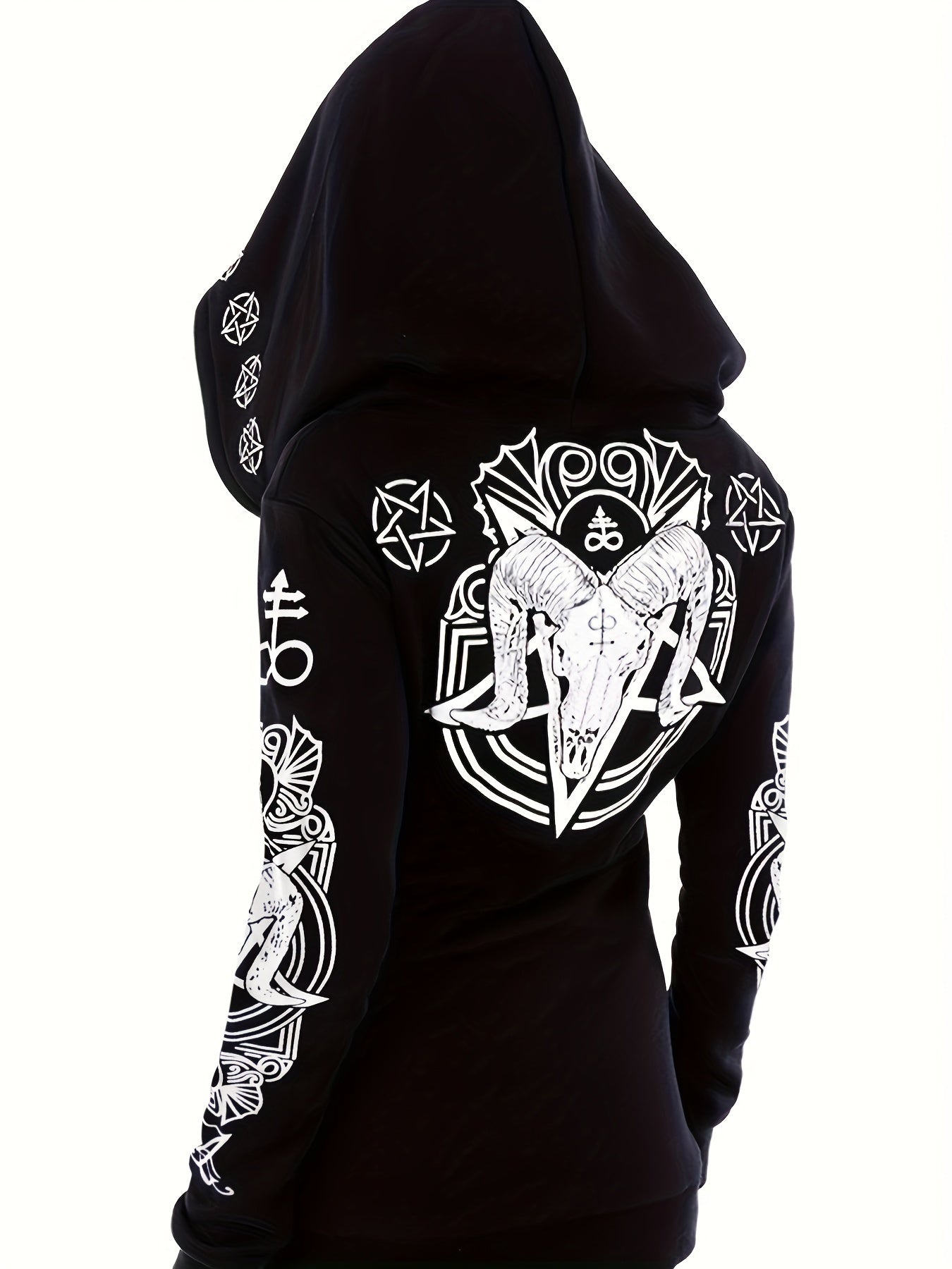 Women's Fashion Punk Style Geometric Print Zipper Sweatshirt easy-shop-bay