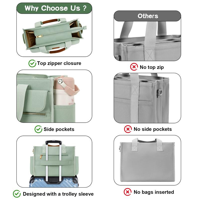 KKXIU Large Canvas Tote Bag Purse for Women with Zipper and Compartments for Work College Bible Lapatop Crossbody Handbag