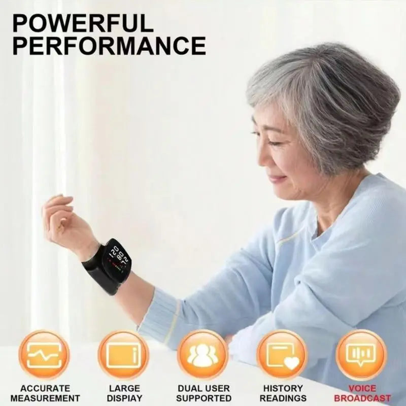 Rechargeable Automatic Wrist Blood Pressure Monitor with Data Retention for Two Users