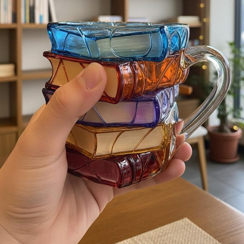 3D Ceramic Book Mug, Unique Stacked Books Coffee Cup, Creative Literary Gift for Book Lovers, Colorful Novelty Reader Mug – Perfect for Christmas & Black Friday Deals Drinkware Tumbler Reuse Reusable Washable